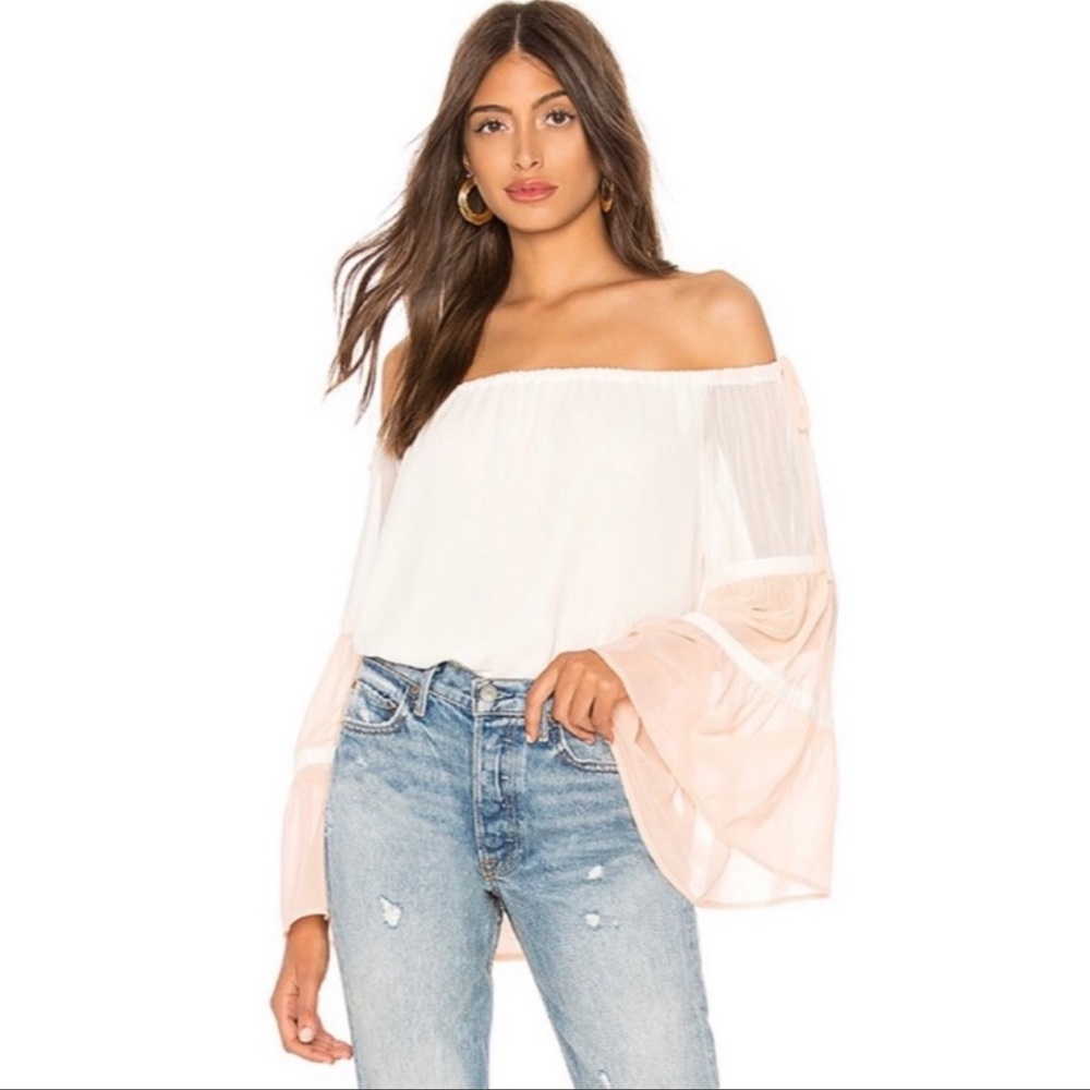 1. State High Tide Off Shoulder Colorblock Top size Small